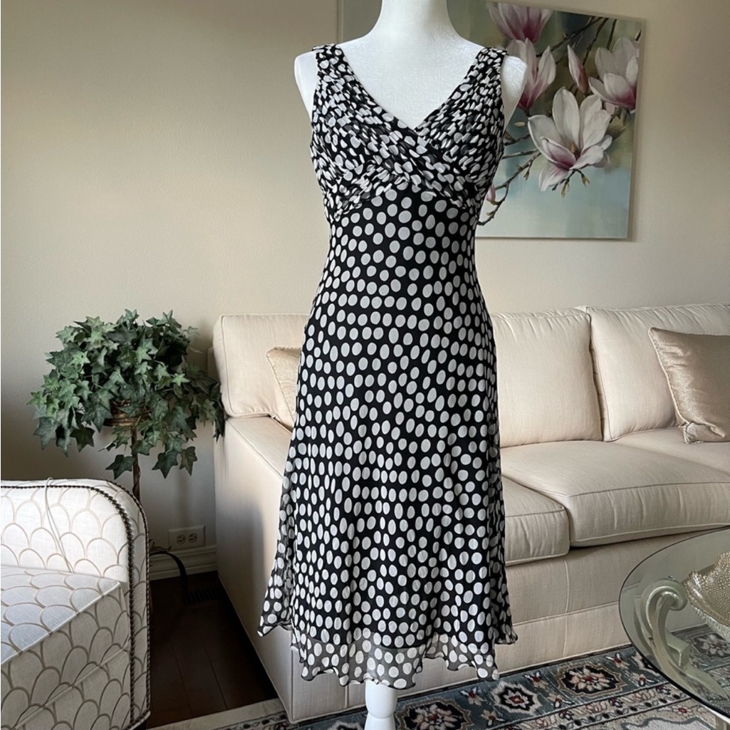 Adrianna Papell Silk Polka Dot Dress Size 4